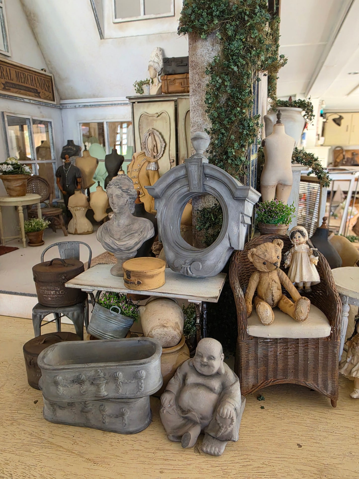 Miniatuur Brocante Ossenoog (Œil de Bœuf) Spiegel 1:12 | Handgemaakt & Handbeschilderd | Resin Franse Wandspiegel | Chateau Poppenhuis Decoratie