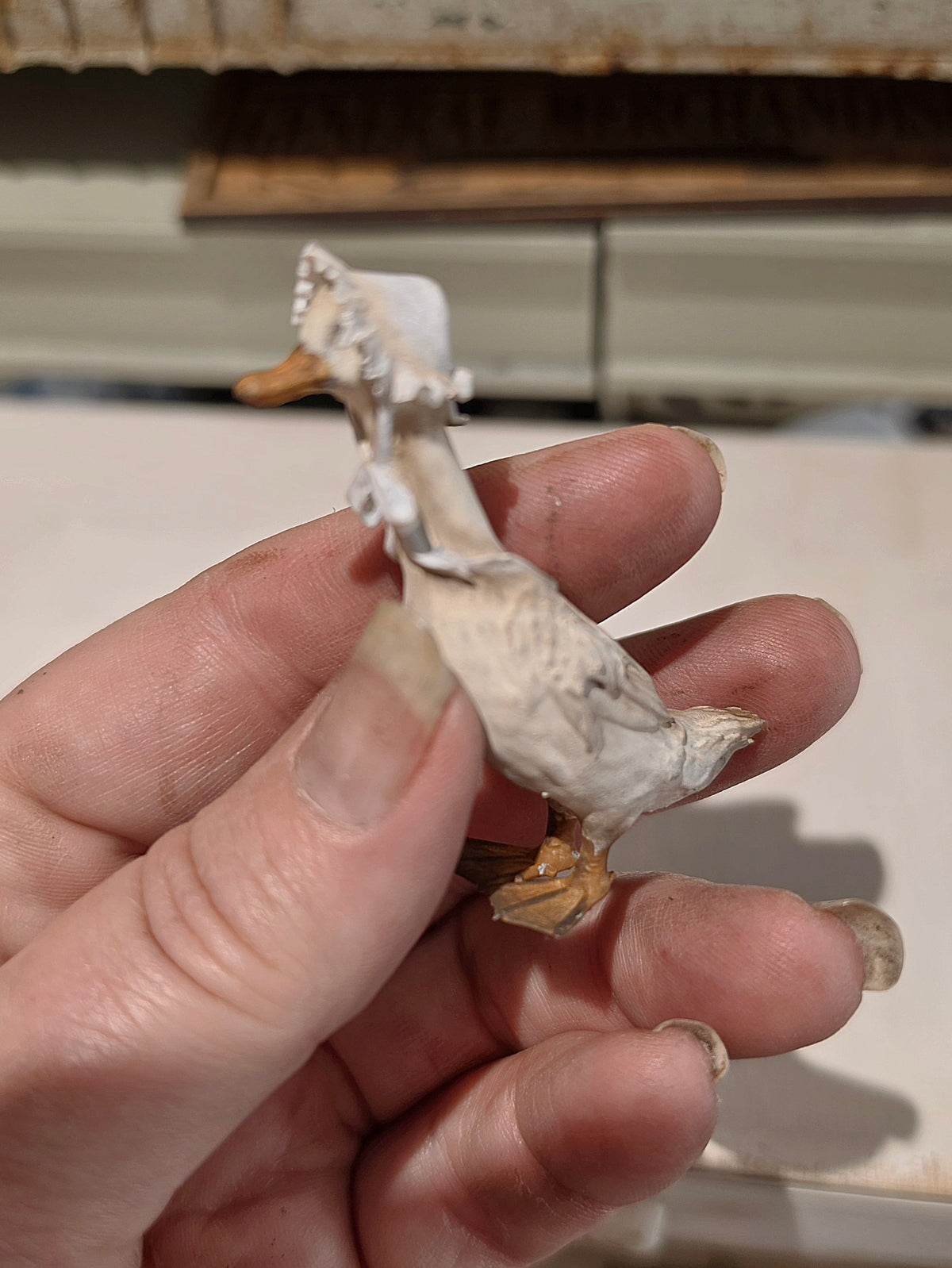 Miniatuur Gans met kapje Poppenhuis Accessoire/Diorama
