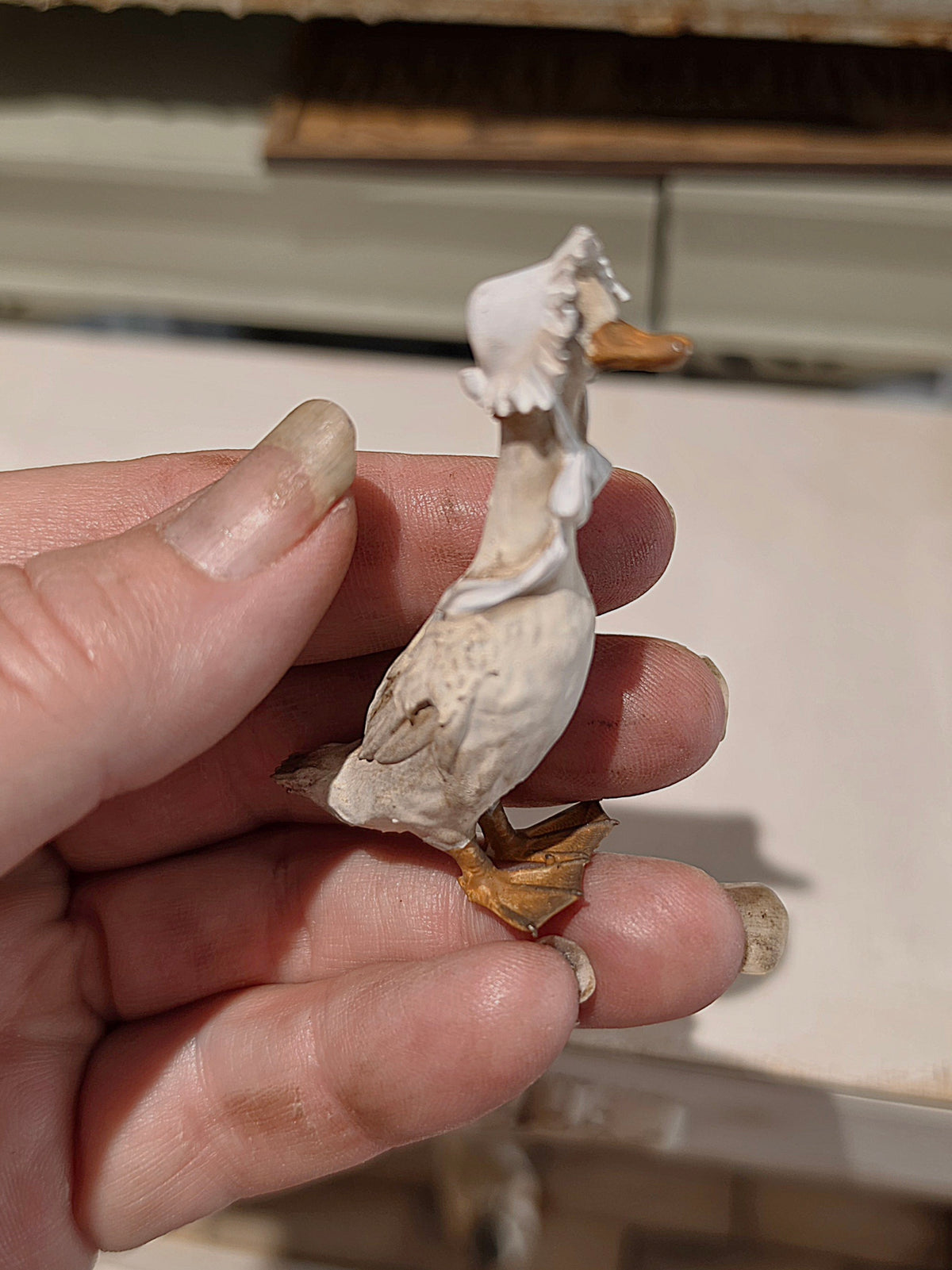 Miniatuur Gans met kapje Poppenhuis Accessoire/Diorama