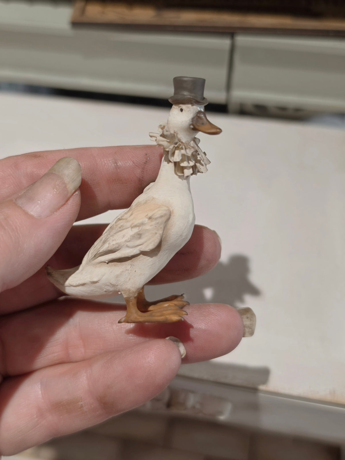 Miniatuur Gans met hoge hoed Poppenhuis Accessoire/Diorama