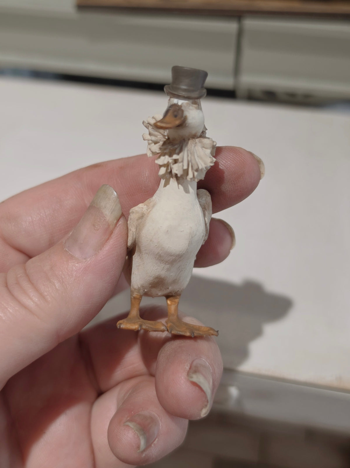 Miniatuur Gans met hoge hoed Poppenhuis Accessoire/Diorama