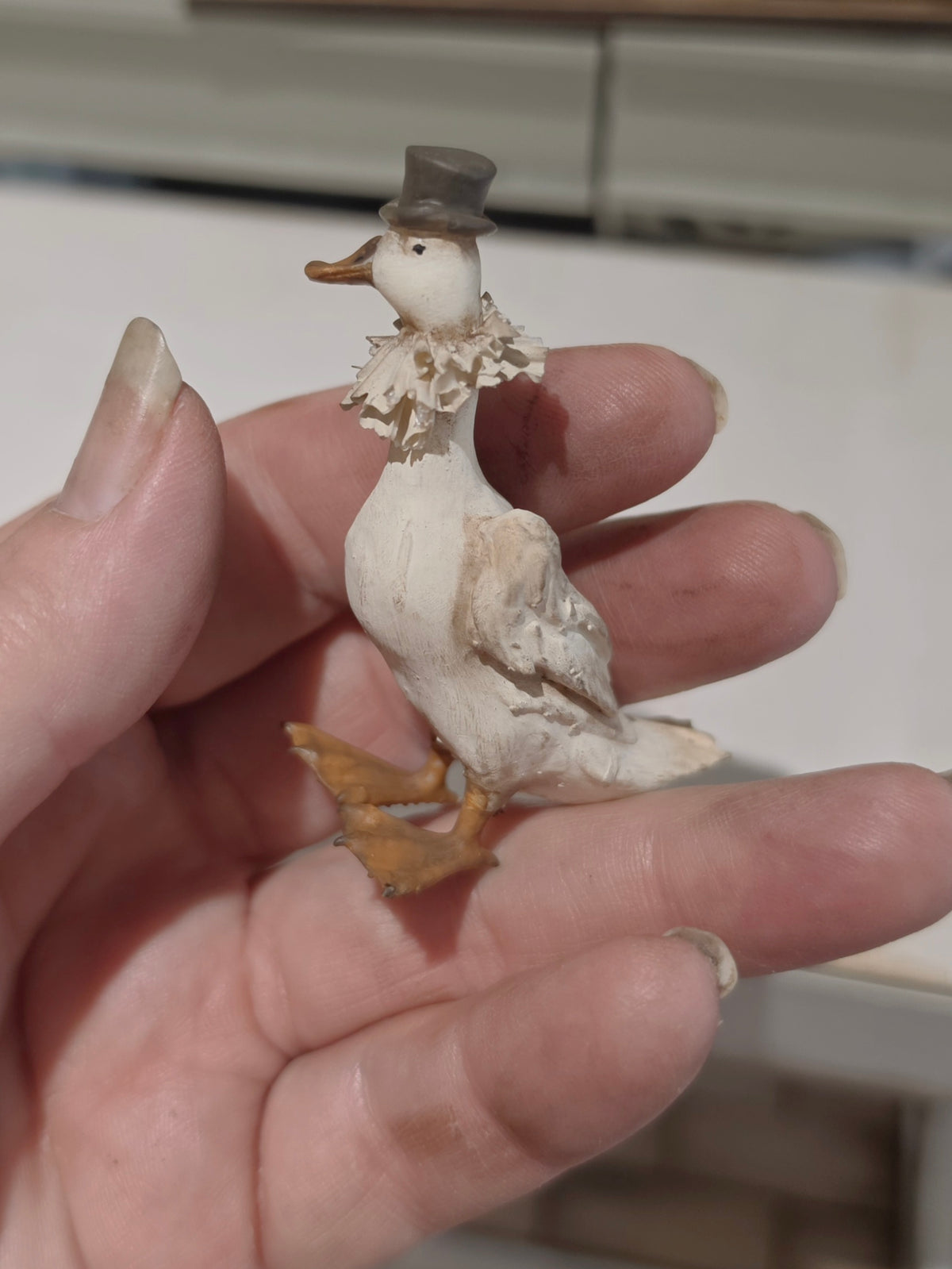 Miniatuur Gans met hoge hoed Poppenhuis Accessoire/Diorama