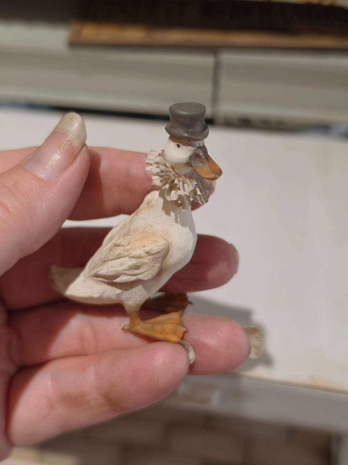 Miniatuur Gans met hoge hoed Poppenhuis Accessoire/Diorama