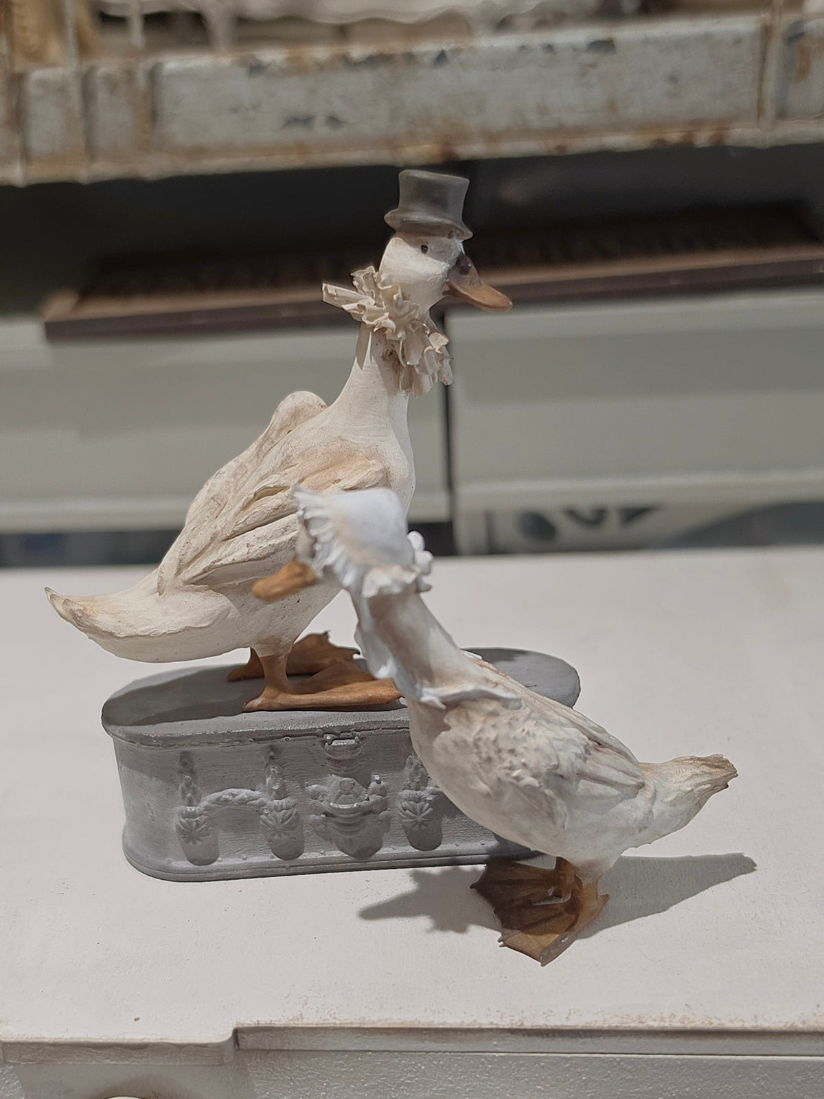 Miniatuur Gans met hoge hoed Poppenhuis Accessoire/Diorama