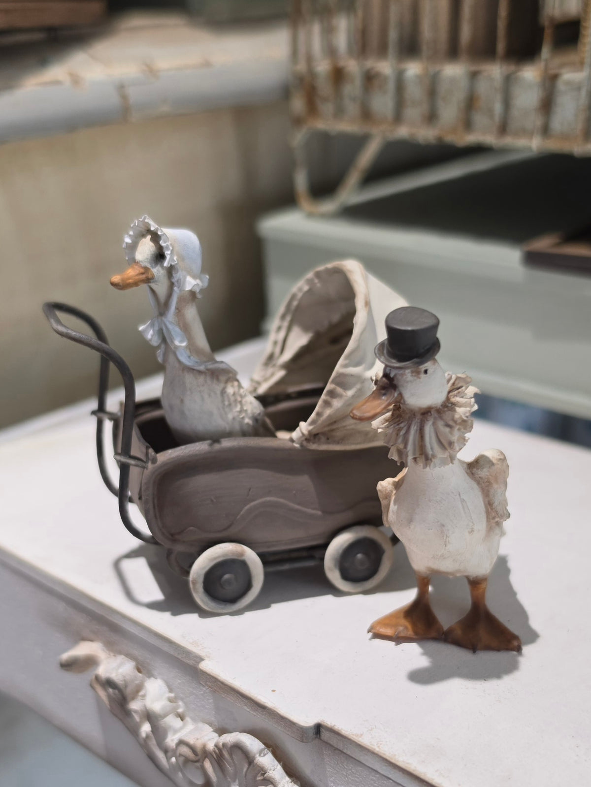 Miniatuur Gans met hoge hoed Poppenhuis Accessoire/Diorama