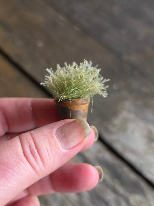 Miniatuur Grasplantje in Terracotta Pot | Brocante Miniatuur Plant | Handbeschilderd Resin Decor | Vintage Garden Miniature