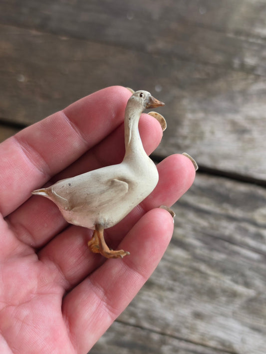 Miniatuur Witte Gans | Brocante Dierenfiguur | Handbeschilderd Resin Miniatuur | Vintage Farmhouse Decor