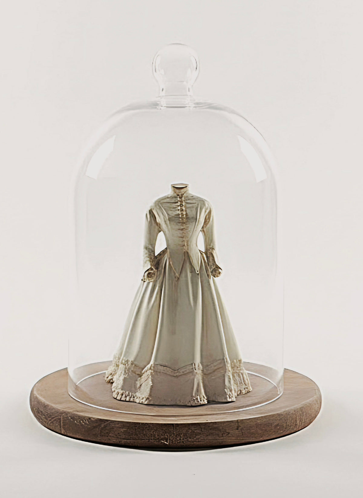 Victoriaanse Jurk op Paspop – Grote Stolpminiatuur – Brocante Display – ca. 19,5 cm