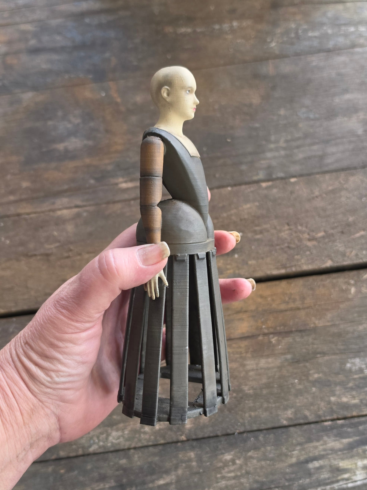 Vintage Staakmadonna – Grote Stolpminiatuur – Antieke Stijl – ca. 19 cm