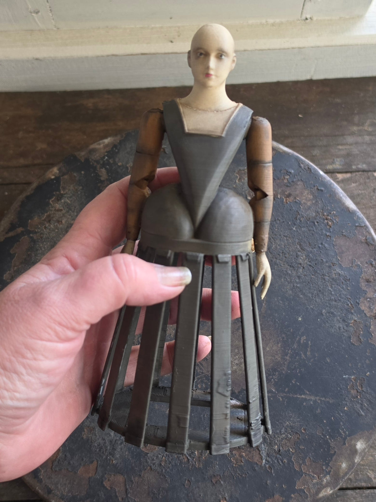 Vintage Staakmadonna – Grote Stolpminiatuur – Antieke Stijl – ca. 19 cm