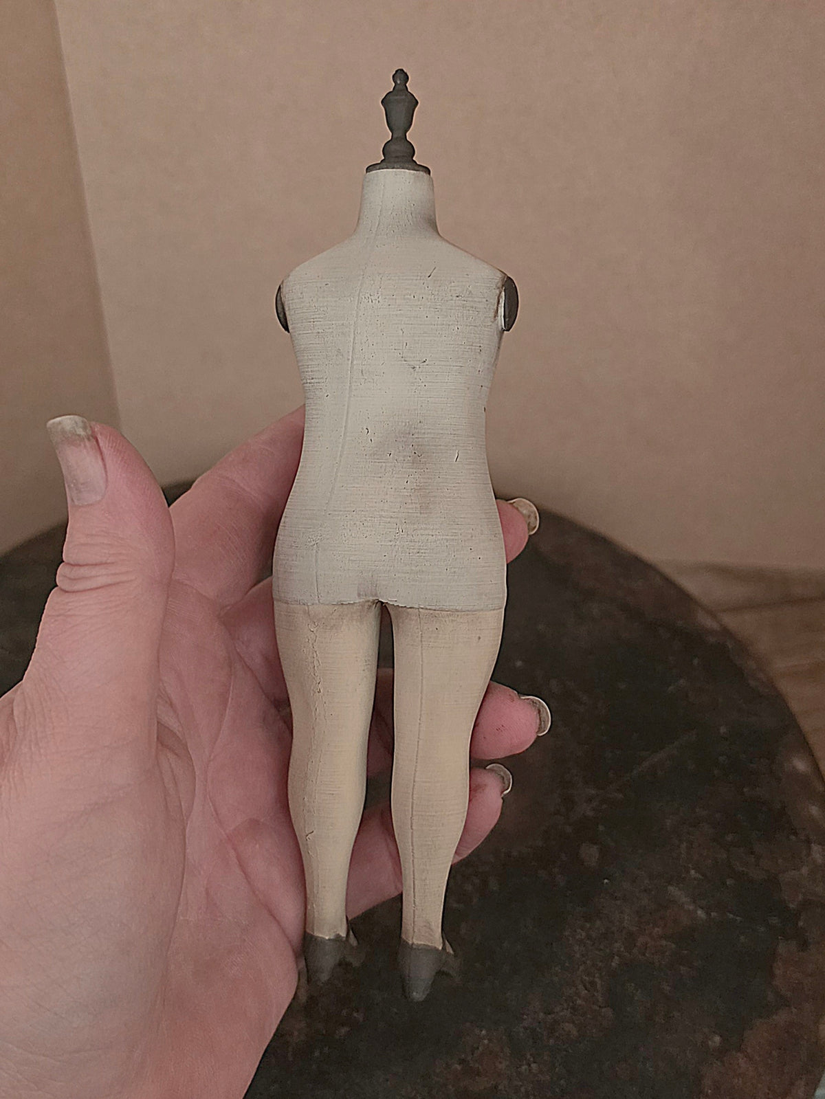 Antique Style Napoleon Doll – Large Cloche Miniature – Vintage Mannequin – Brocante Collectible – 19 cm