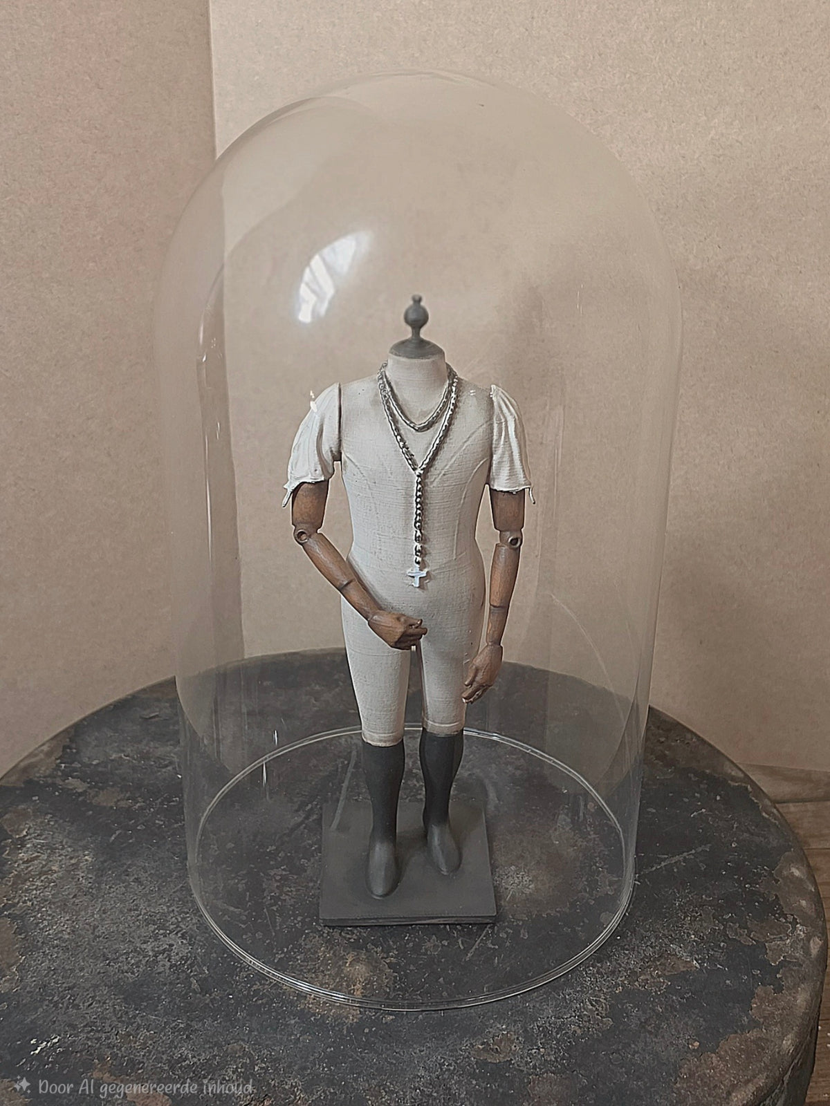 Napoleon Popje met Rozenkrans – Grote Stolpminiatuur – Antieke Stijl – ca. 19 cm