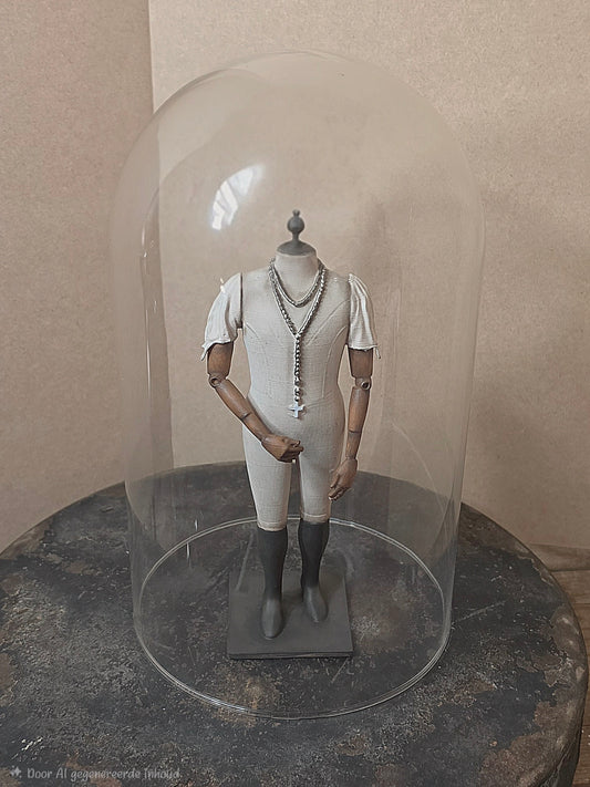 Napoleon Popje met Rozenkrans – Grote Stolpminiatuur – Antieke Stijl – ca. 19 cm