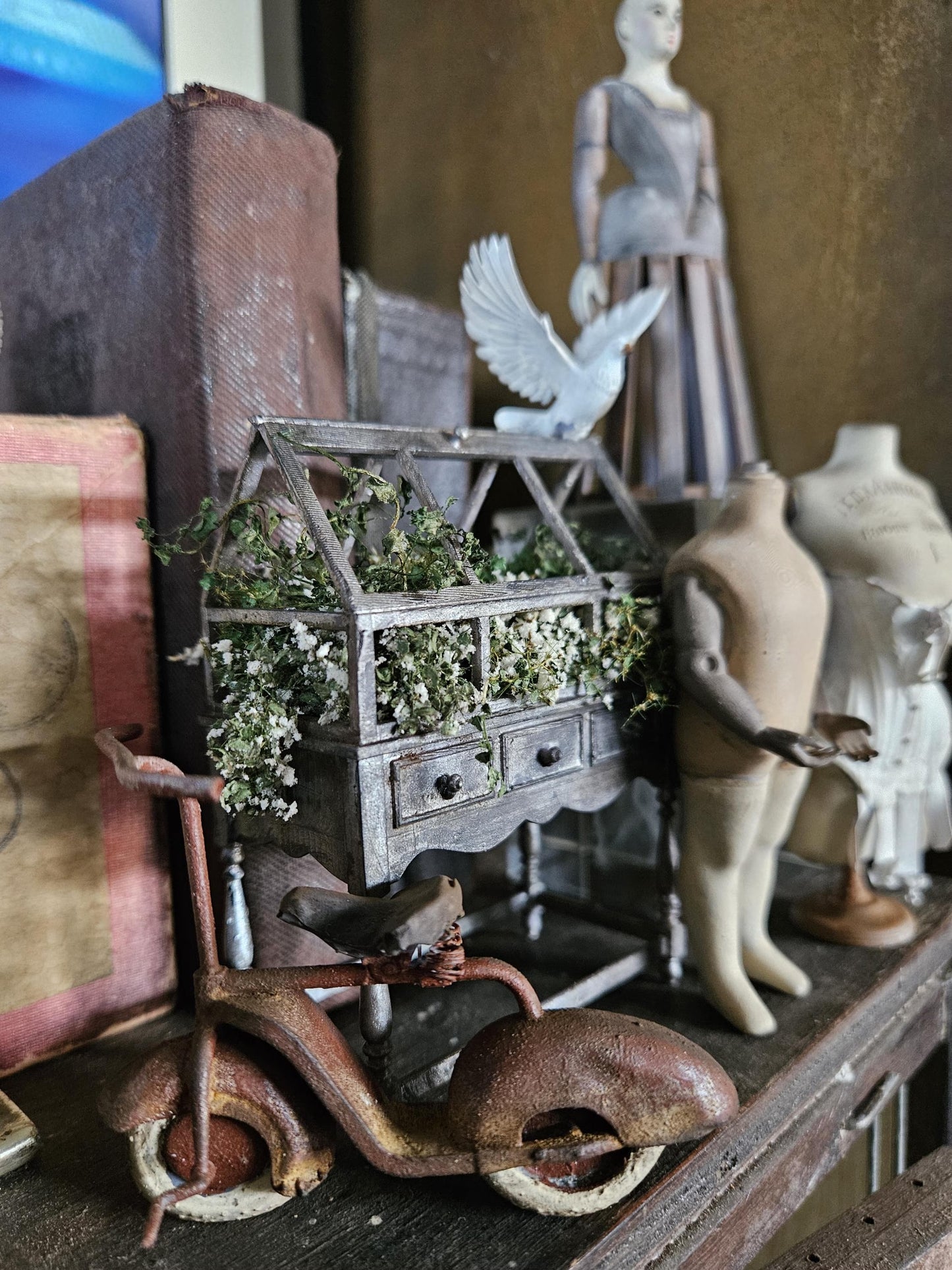 Miniatuur Antiek Verroest Fietsje