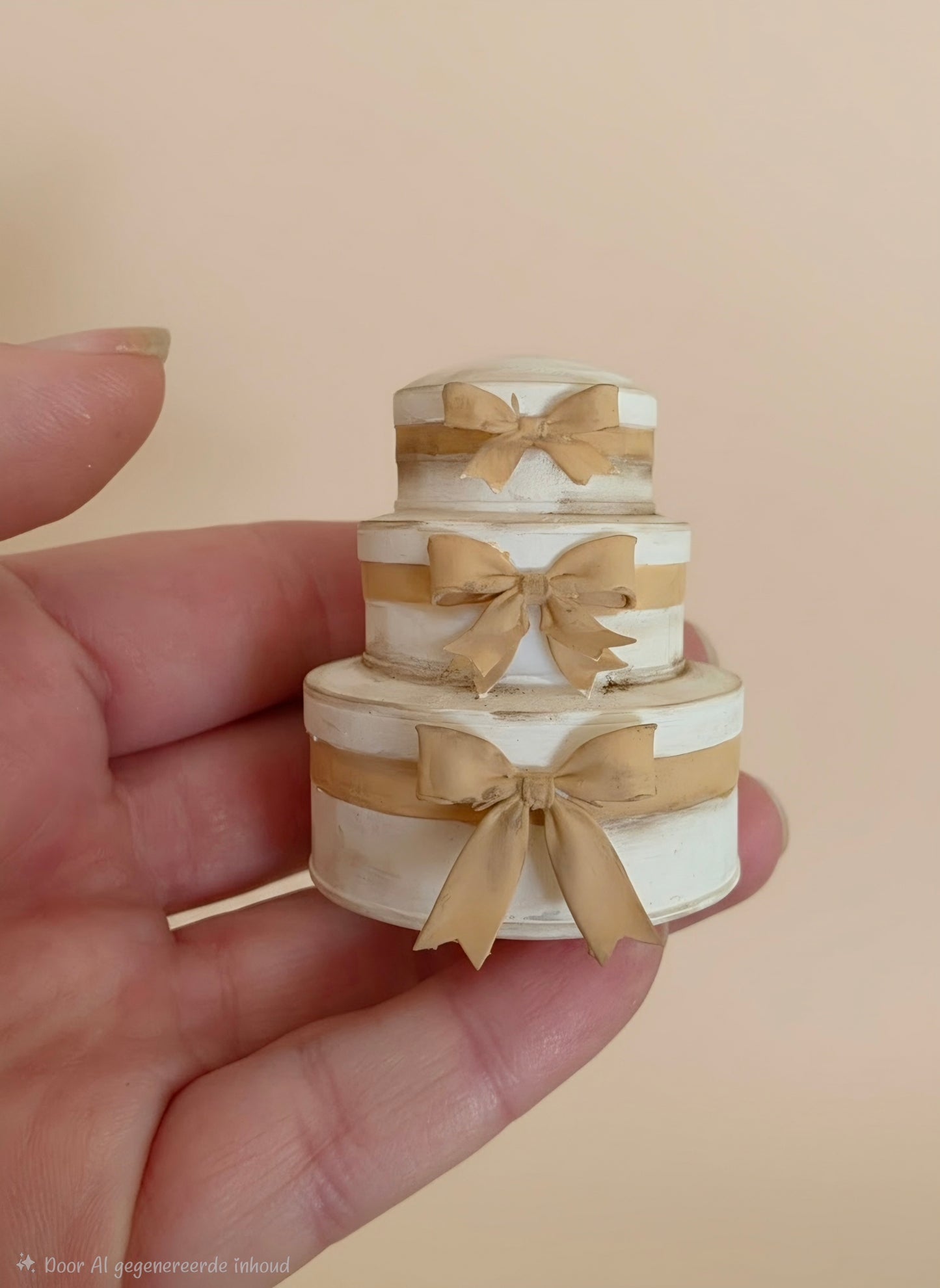 Miniatuur hoedendozen met strikken – brocante stijl
