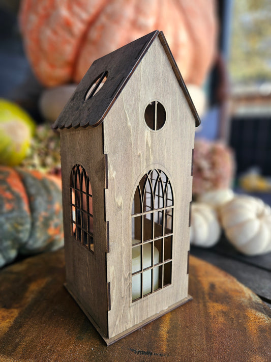 Deco huisje houtlook groot, gotisch