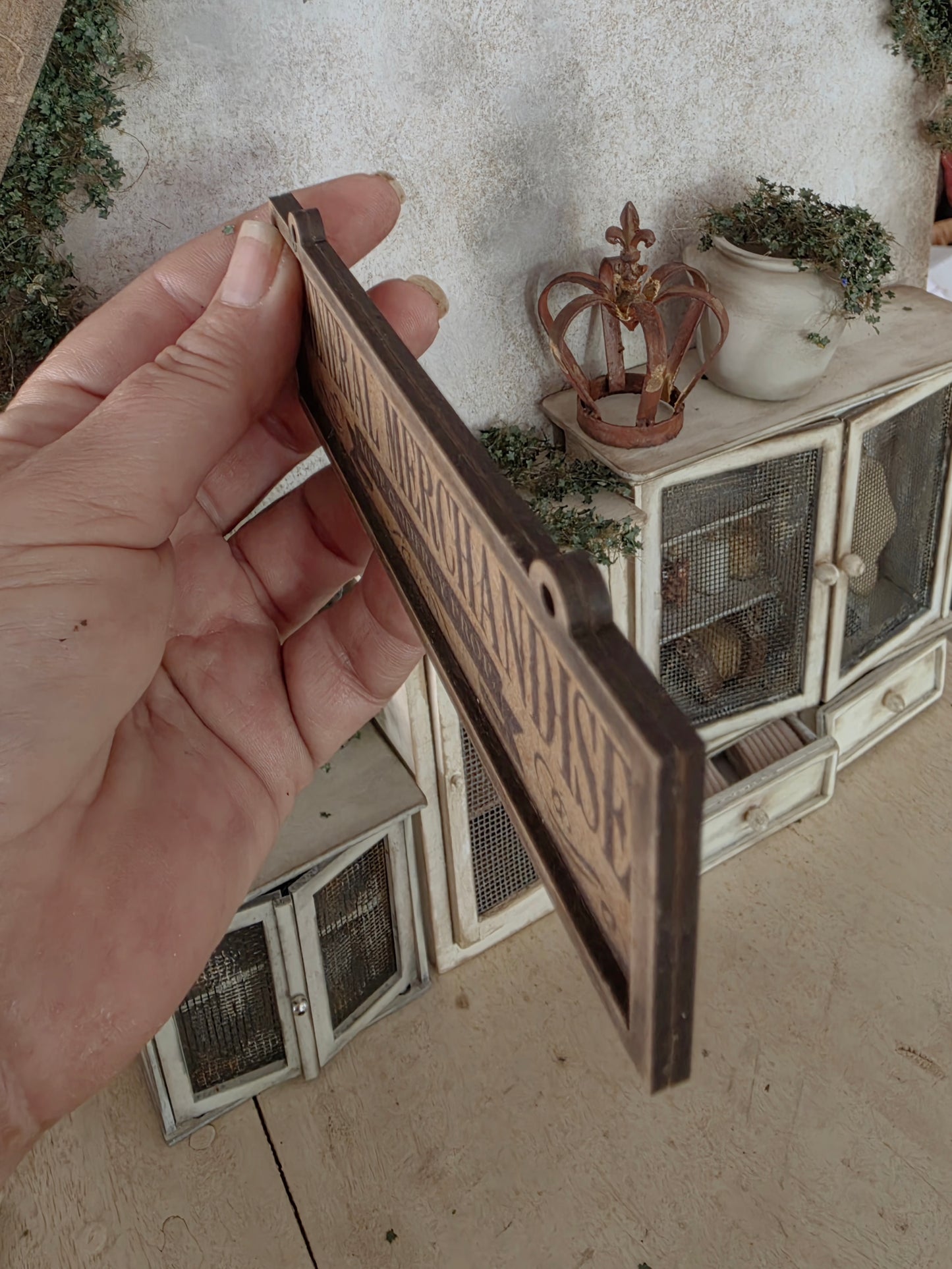 Miniatuur Vintage Reclamebord "General Store" Brocante Stijl 1:12