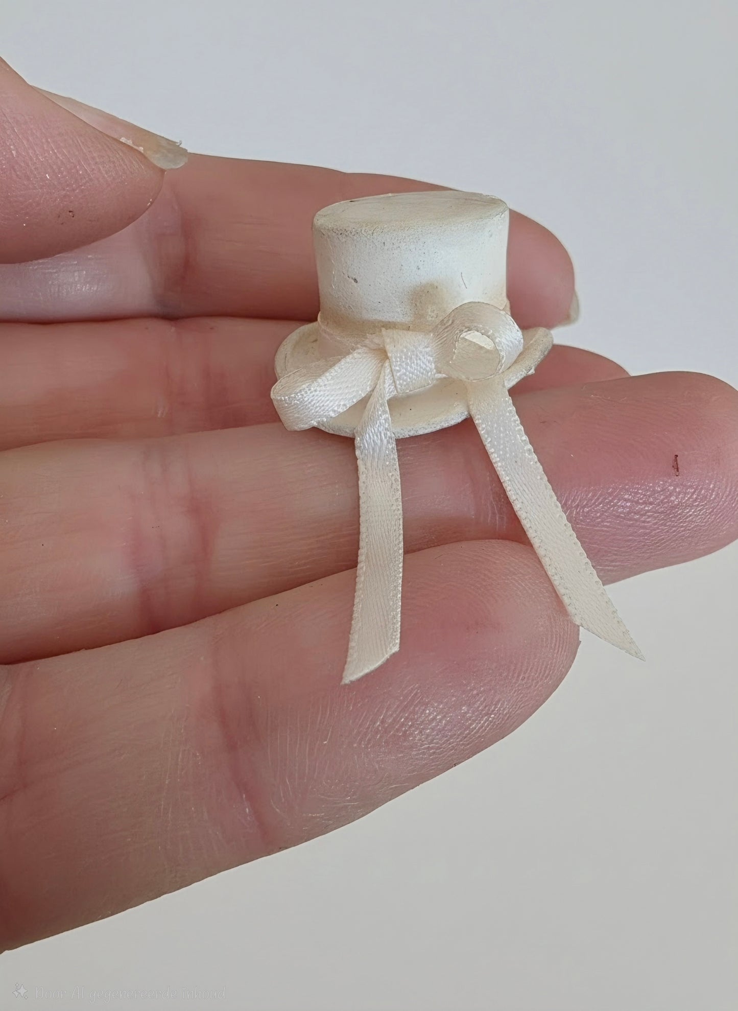 Miniatuur Elegant Hoedje met strik – Victoriaanse Brocante Charme