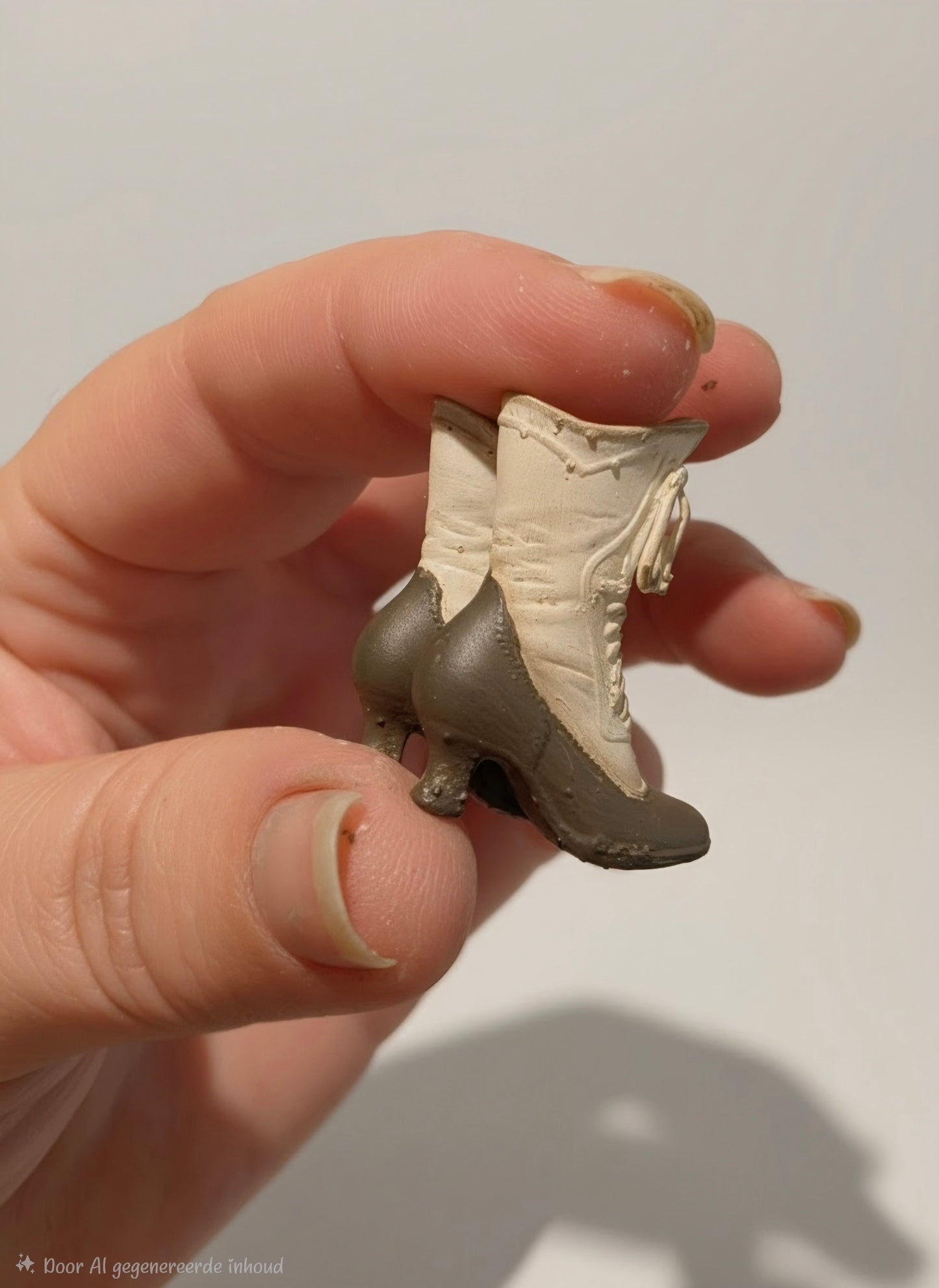 Miniatuur Victoriaanse Schoentjes in Twee Kleuren – Elegantie uit Vervlogen Tijden