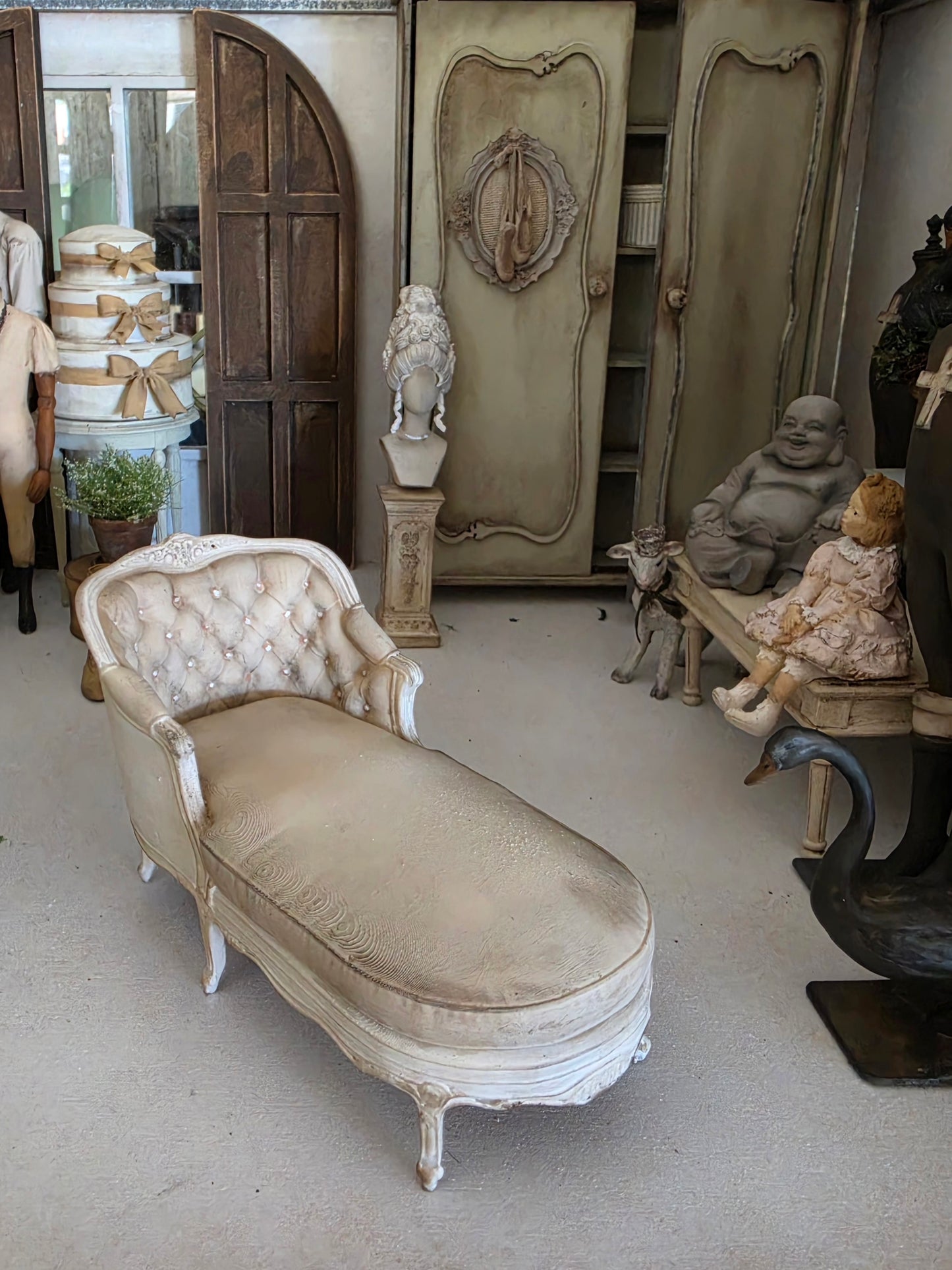 Luxe Miniatuur Chaise Longue | Elegante Brocante Stijl | Uniek Verzamelobject