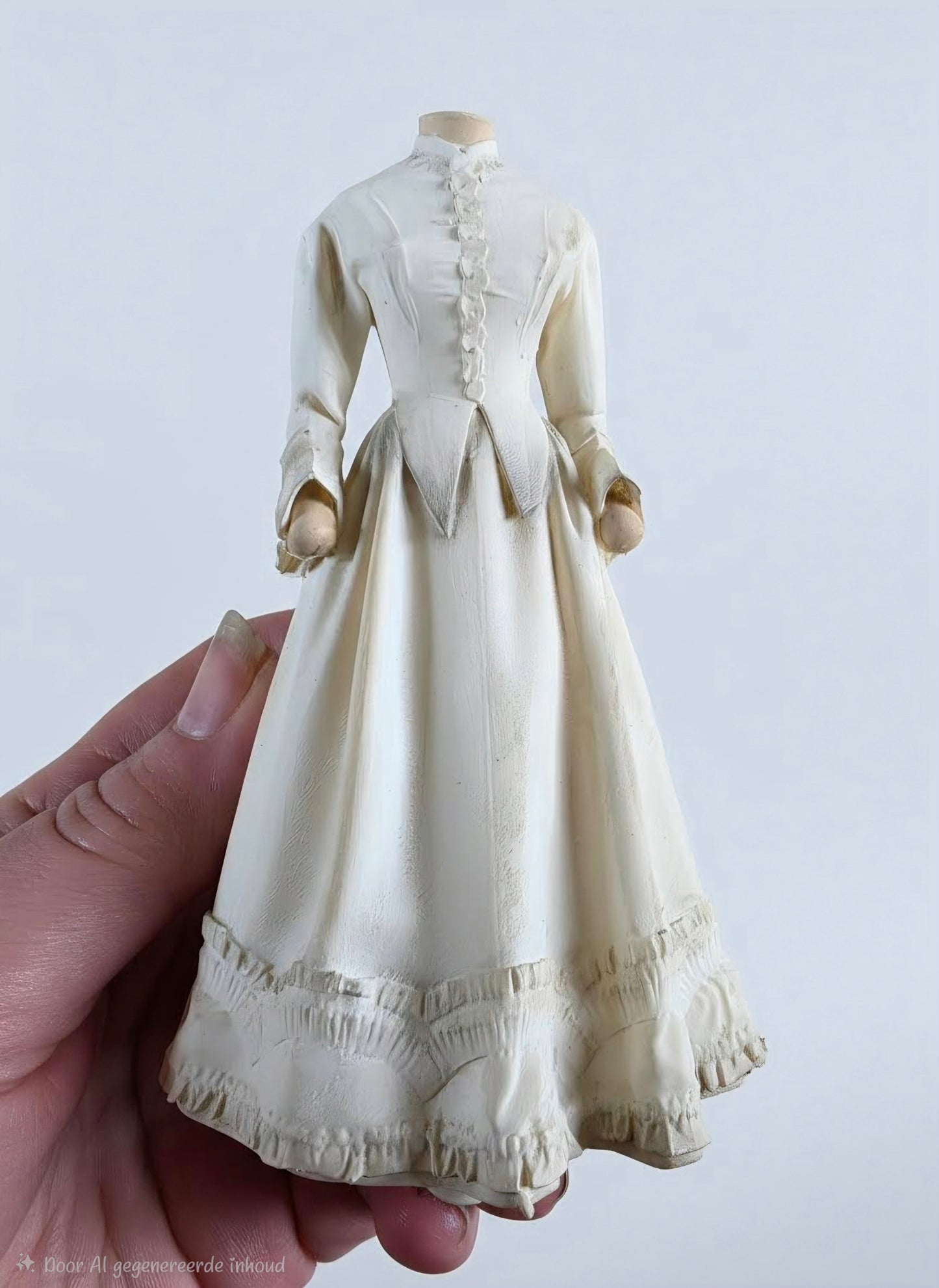 Miniatuur paspop met Victoriaanse jurk schaal 1 op 12 handgemaakt poppenhuis decoratie