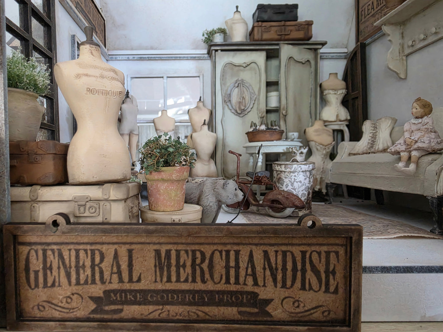 Miniatuur Vintage Reclamebord "General Store" Brocante Stijl 1:12