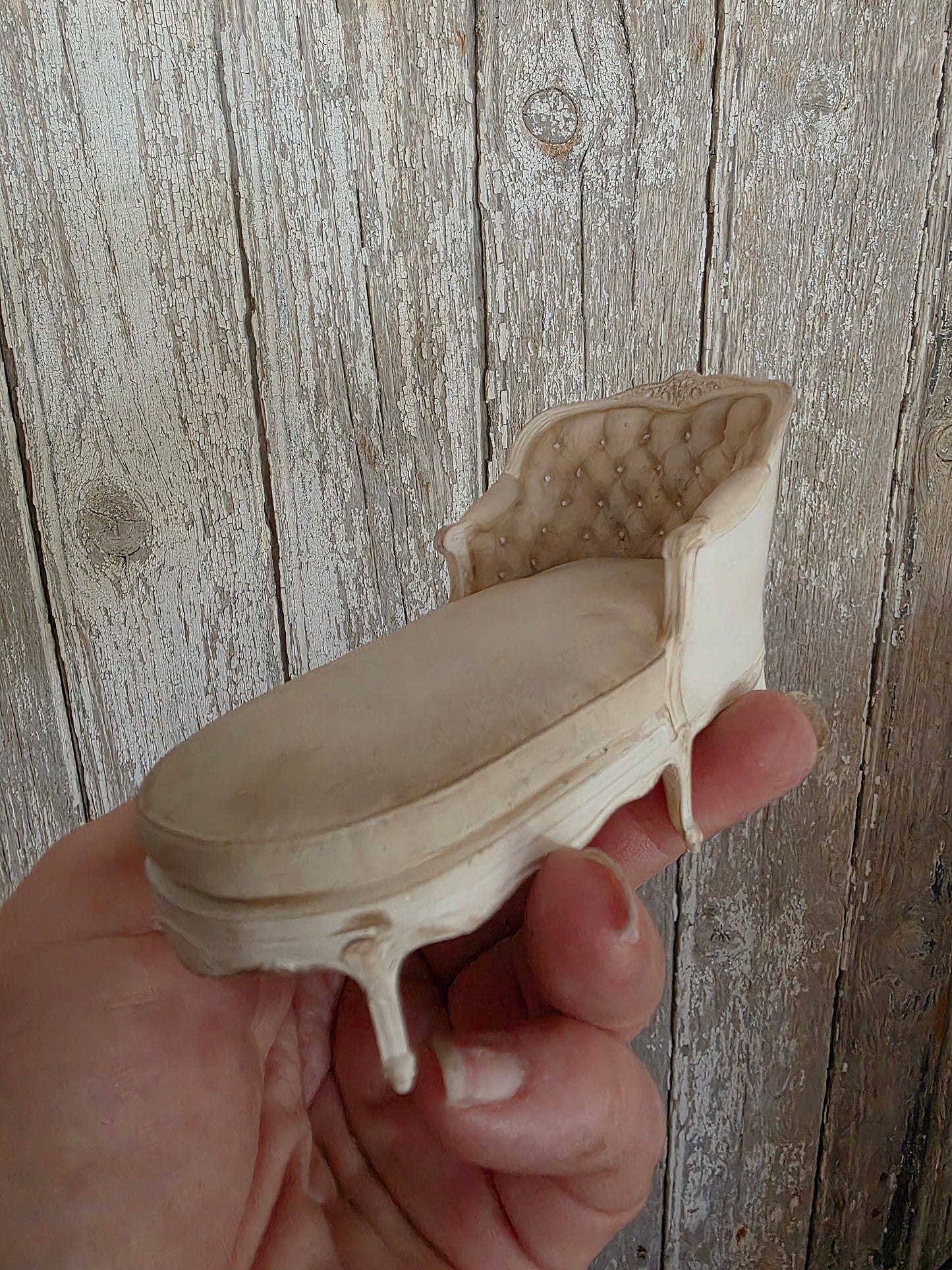Luxe Miniatuur Chaise Longue | Elegante Brocante Stijl | Uniek Verzamelobject