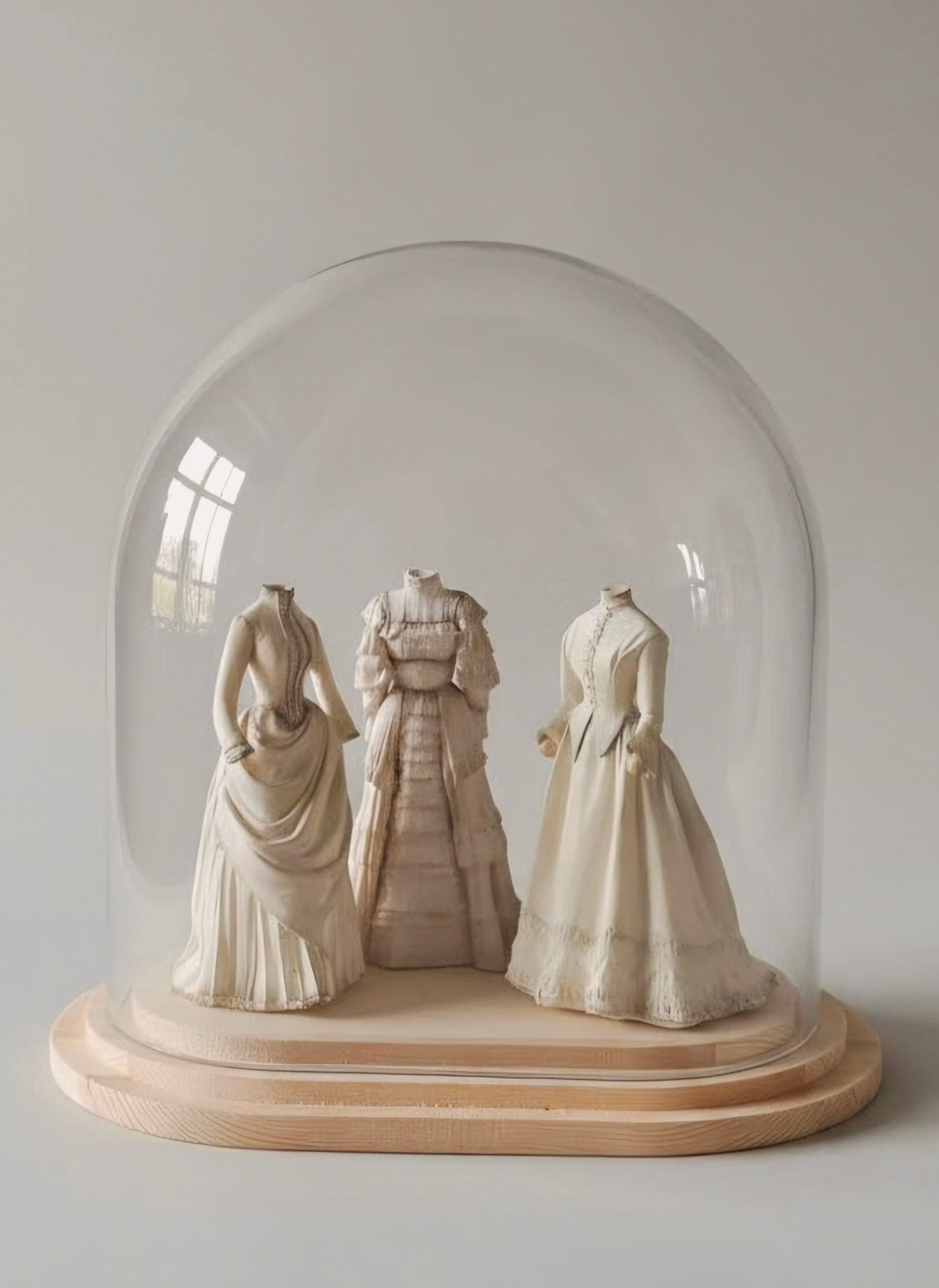 Miniatuur paspop met Victoriaanse jurk beige schaal 1 op 12 handgemaakt poppenhuis decoratie (kopie)